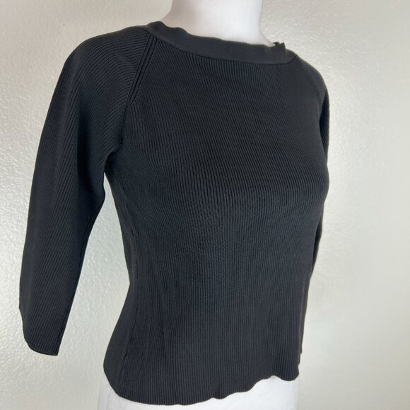 Oliver Perry Women's Knitwear Silk Blend Long Sleeve Shirt Black Size Medium p - Picture 2 of 10
